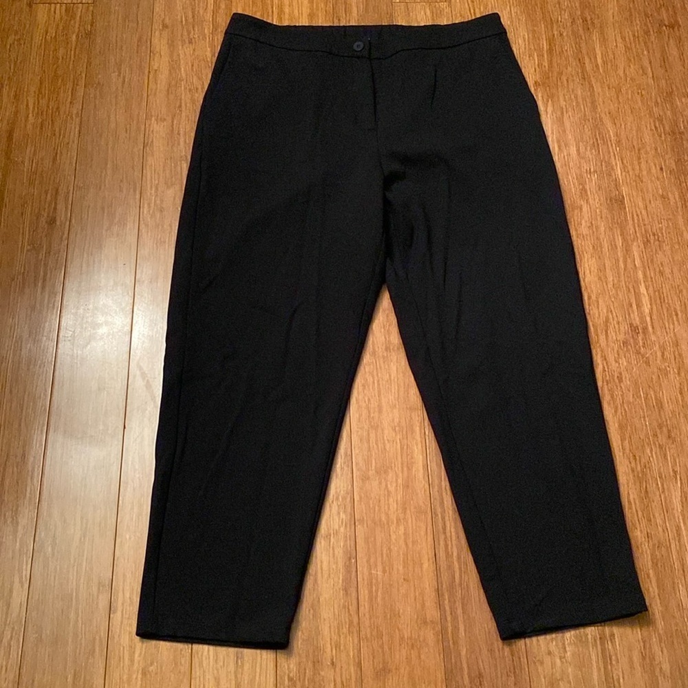 Eileen Fisher black women’s pants - size L - button closure - elastic back - Picture 1 of 11